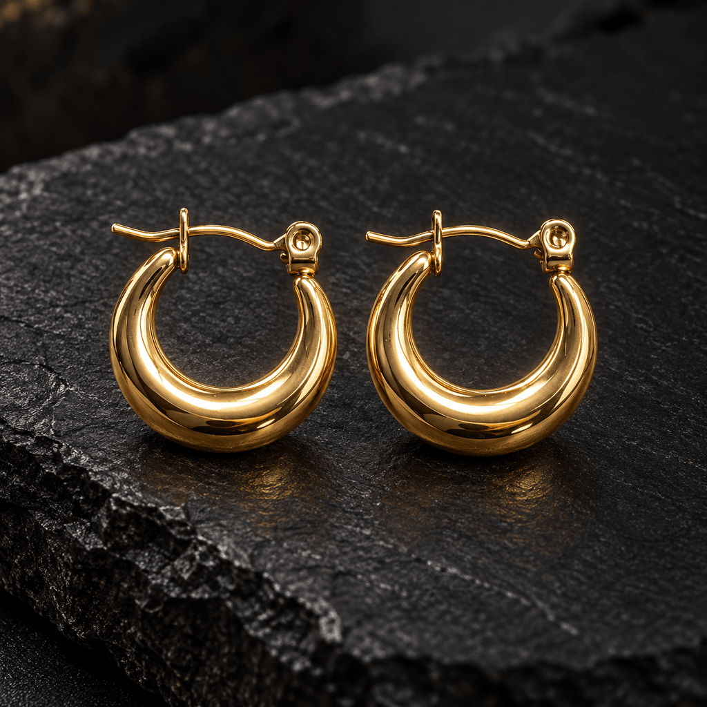 Sleek Gold Hoop Earrings - Men's Jewellery - Jaipuri Crown