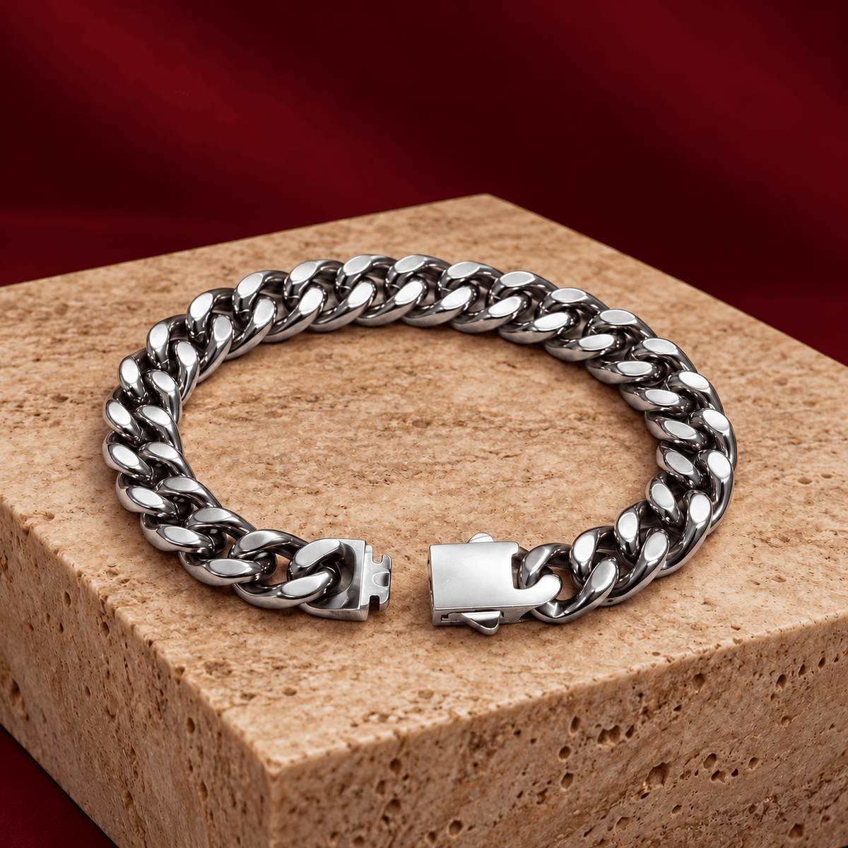 Sleek Polished Silver Men's Jewellery Bracelet - Jaipuri Crown