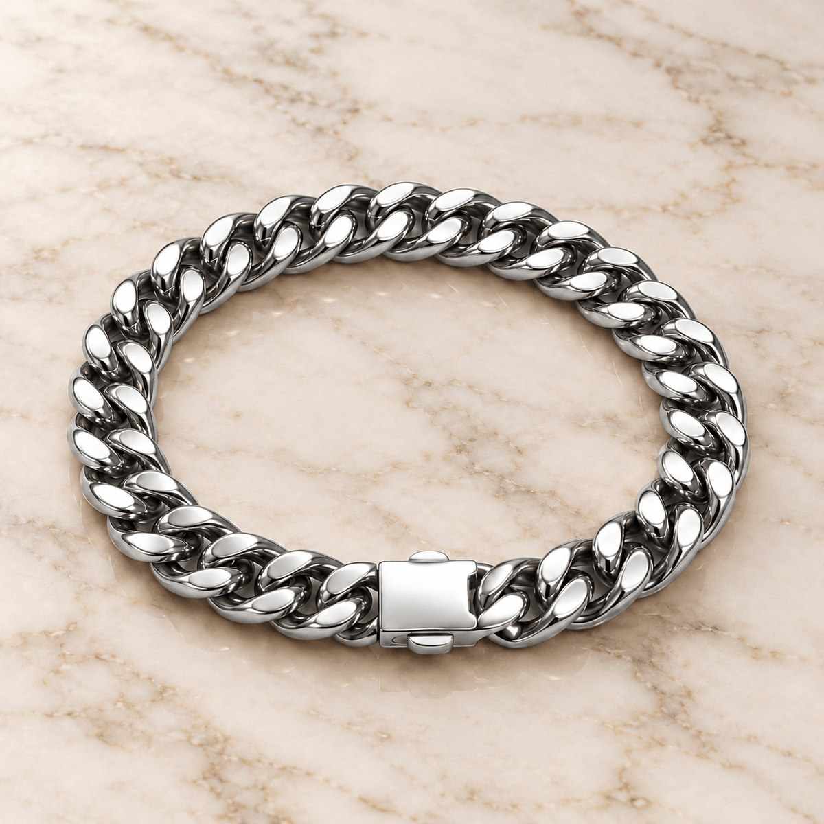 Sleek Polished Silver Men's Jewellery Bracelet - Jaipuri Crown