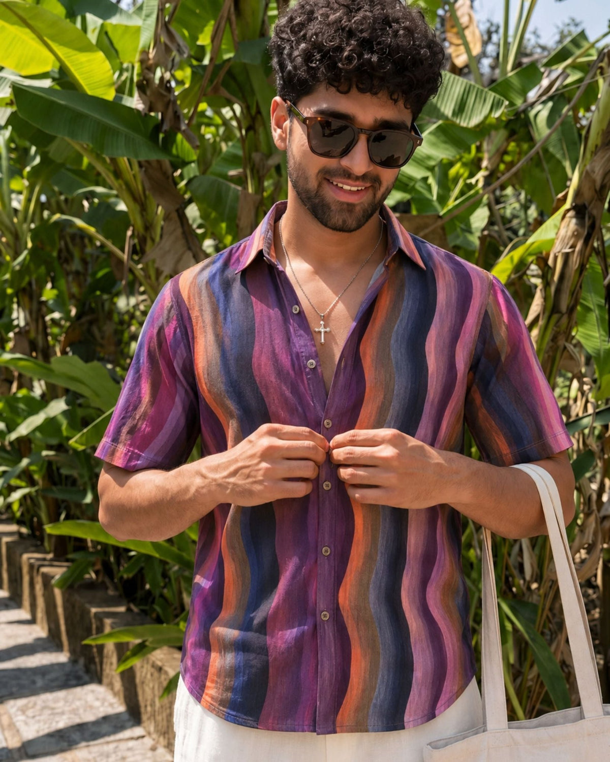 Sol Waves — Sunset Digital Printed Cotton Cambric Shirt | Jaipuri Crown - Jaipuri Crown