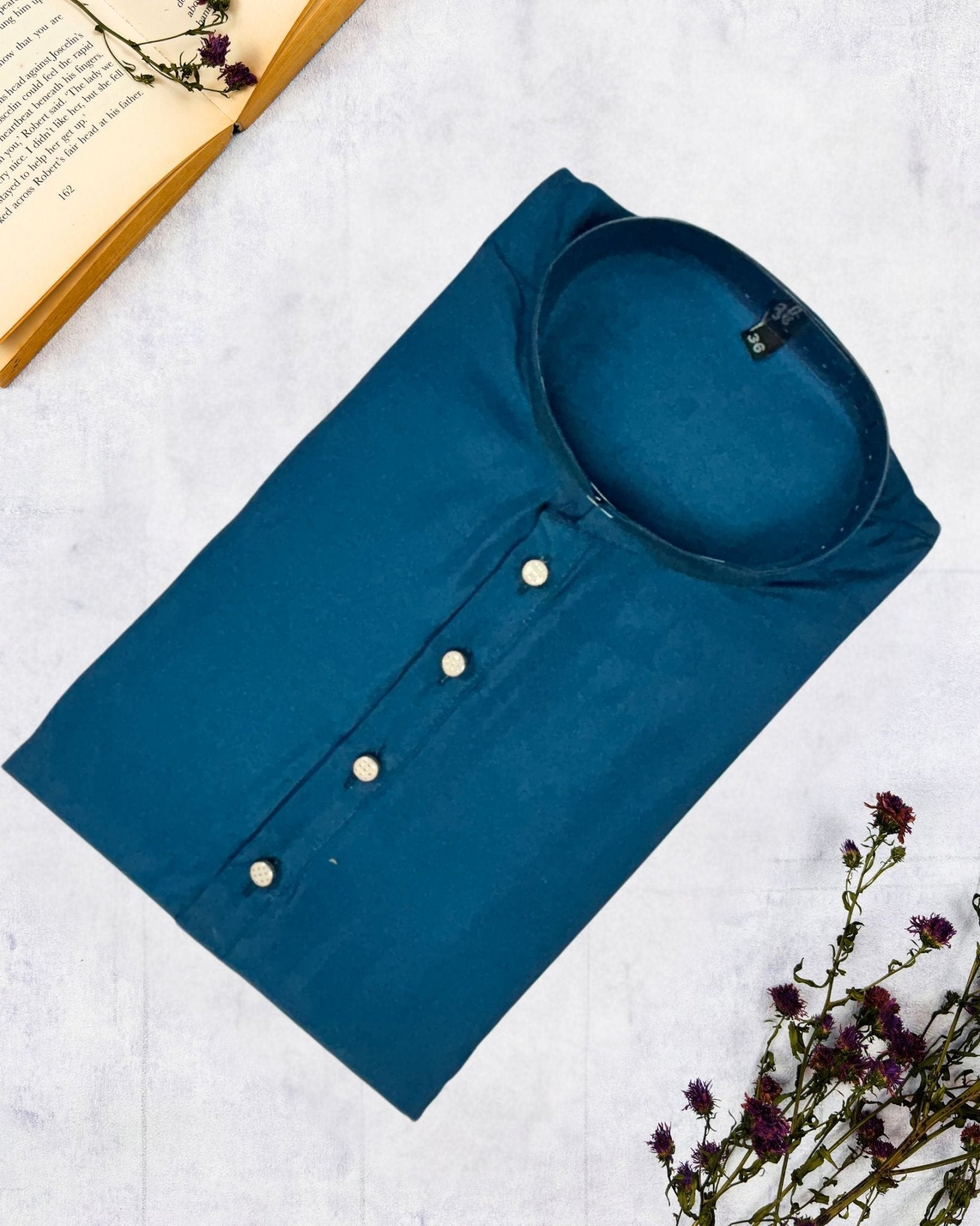 Sophisticated Deep Blue Plain Kurta - Jaipuri Crown