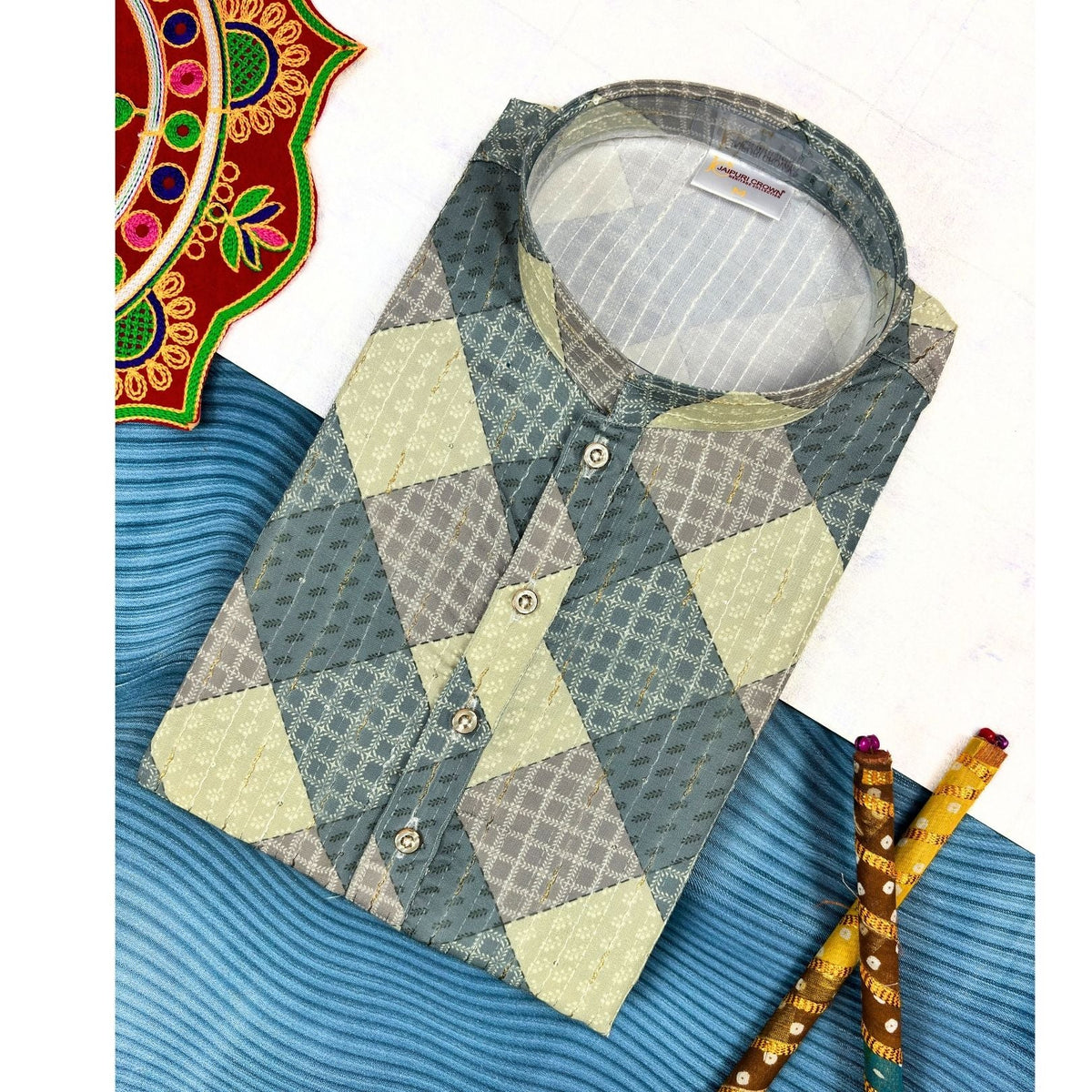 Sparkling Golden Work Kurta - Jaipuri Crown