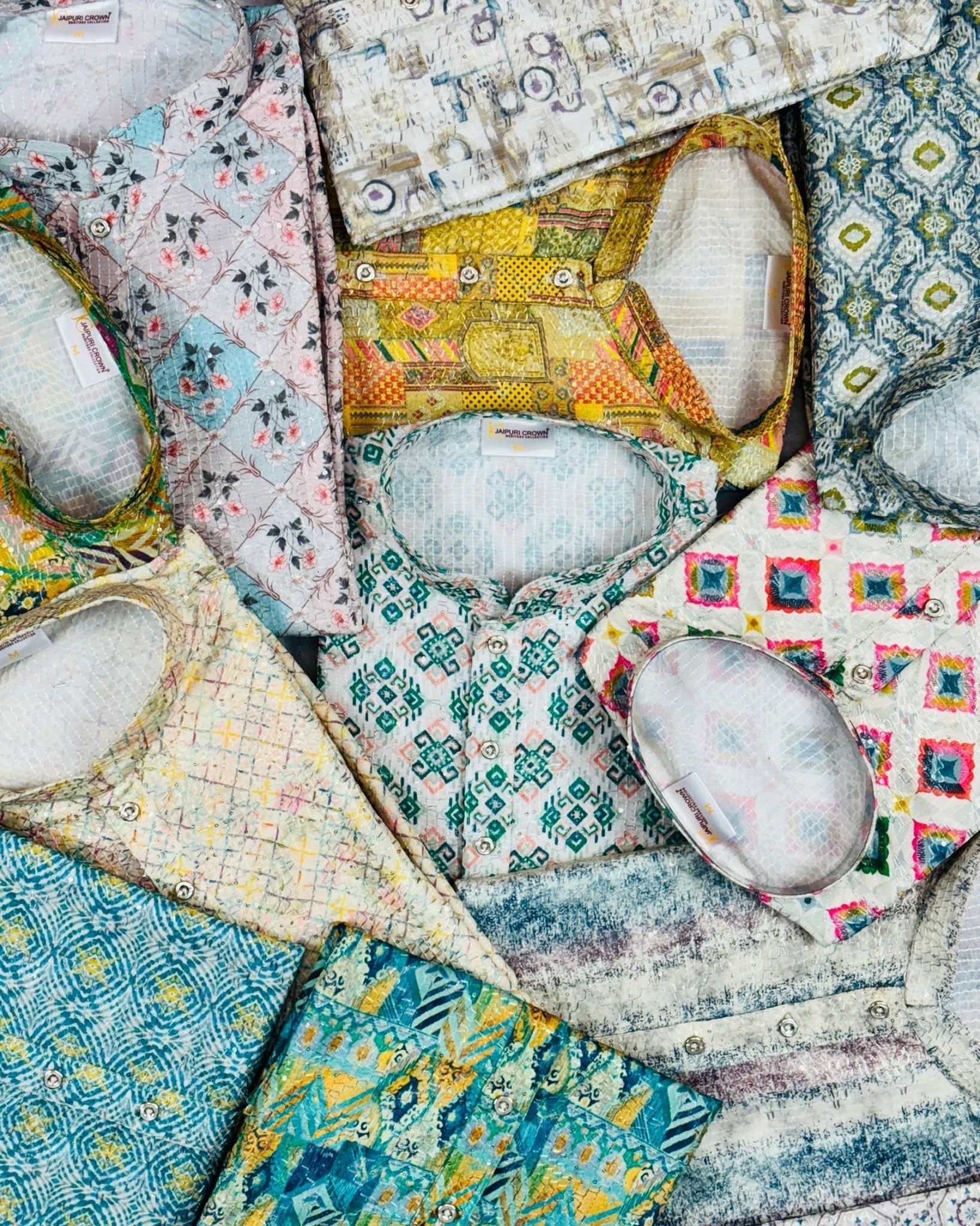 Stellar Glow Silver Printed Kurta - Jaipuri Crown