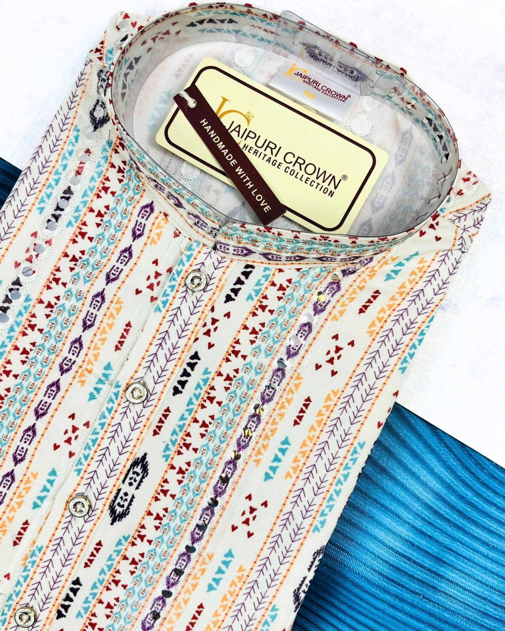 Striking Mirror Work Kurta - Jaipuri Crown