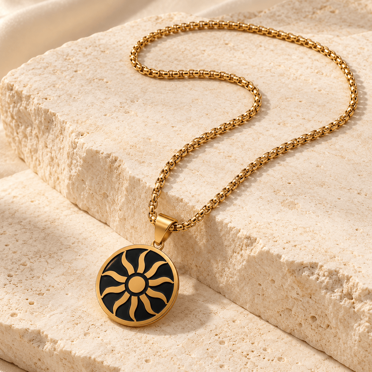 Stylish Gold Sun Pendant - Men's Jewellery - Jaipuri Crown