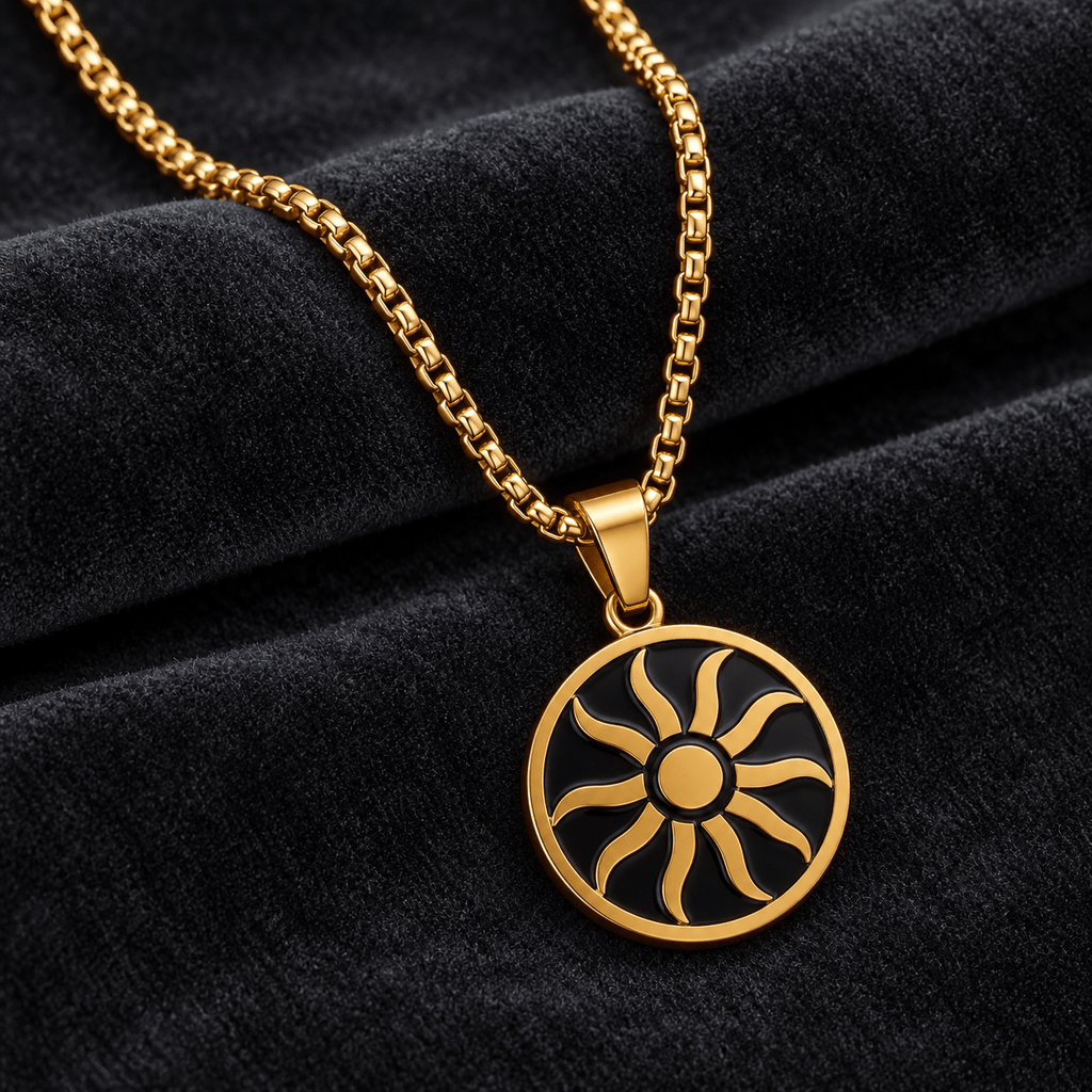 Stylish Gold Sun Pendant - Men's Jewellery - Jaipuri Crown