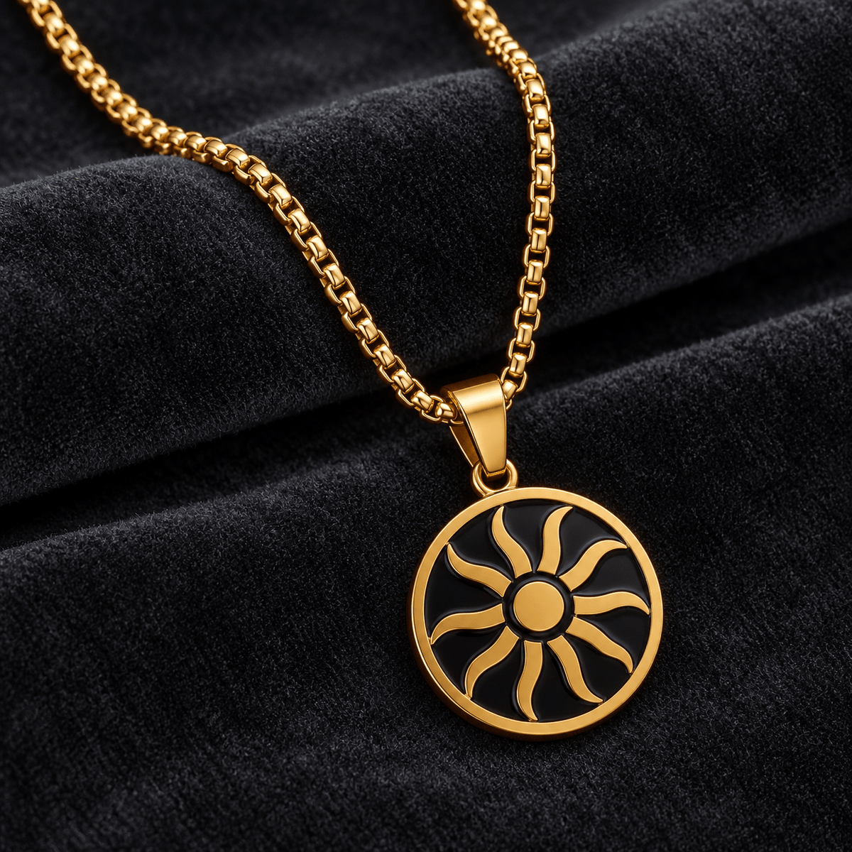 Stylish Gold Sun Pendant - Men's Jewellery - Jaipuri Crown