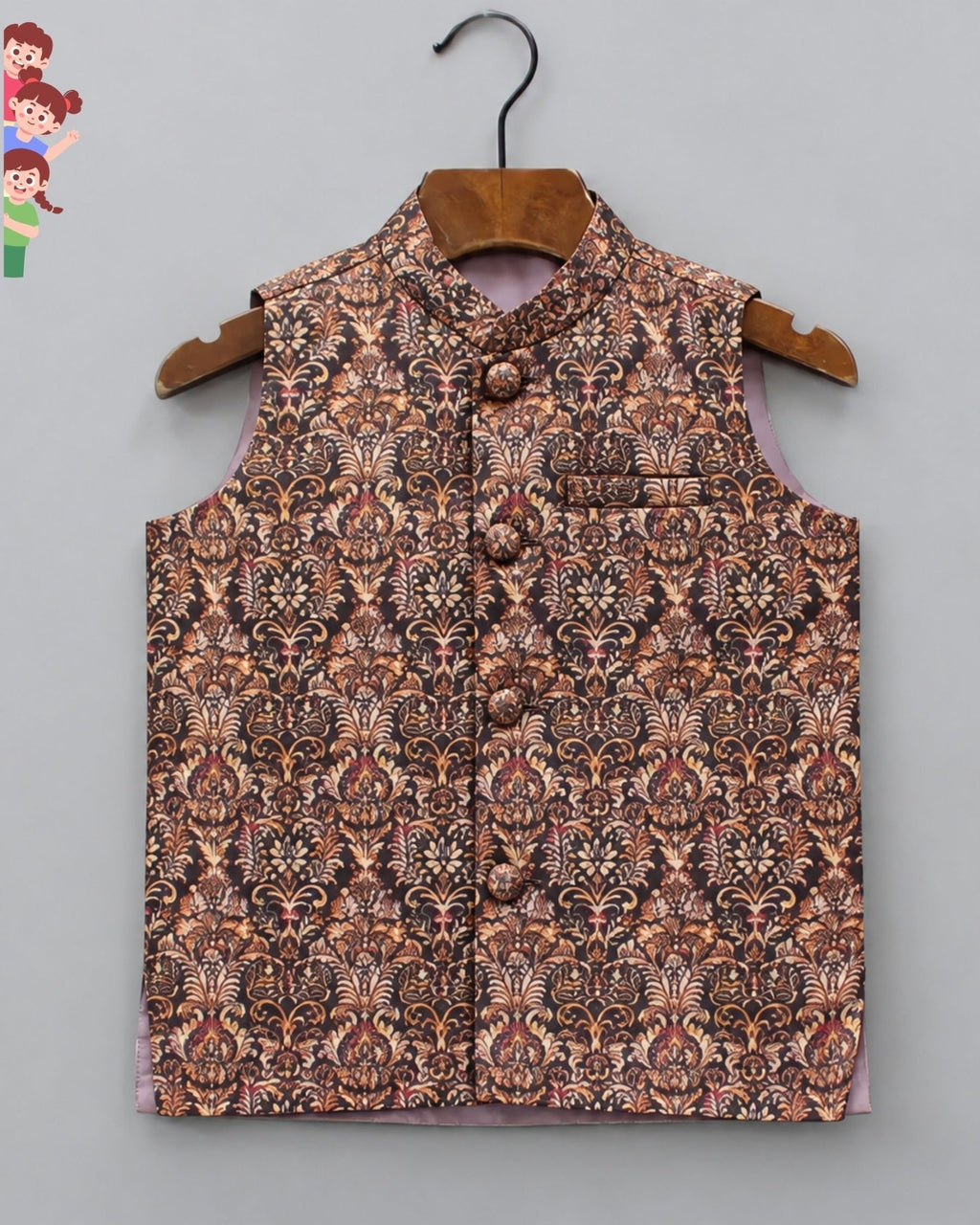 Stylish Kid's Nehru Jacket - Jaipuri Crown