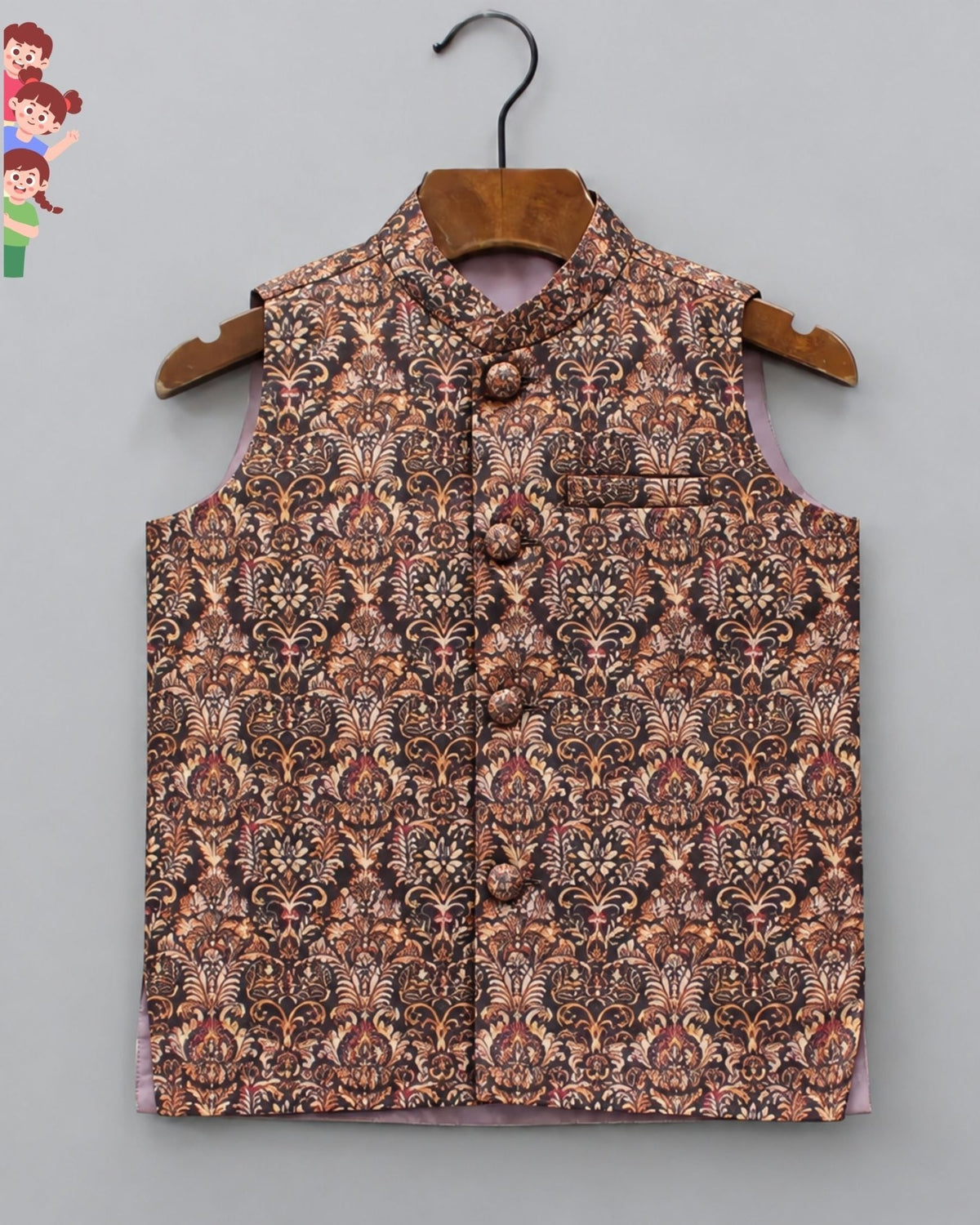 Stylish Kid's Nehru Jacket - Jaipuri Crown