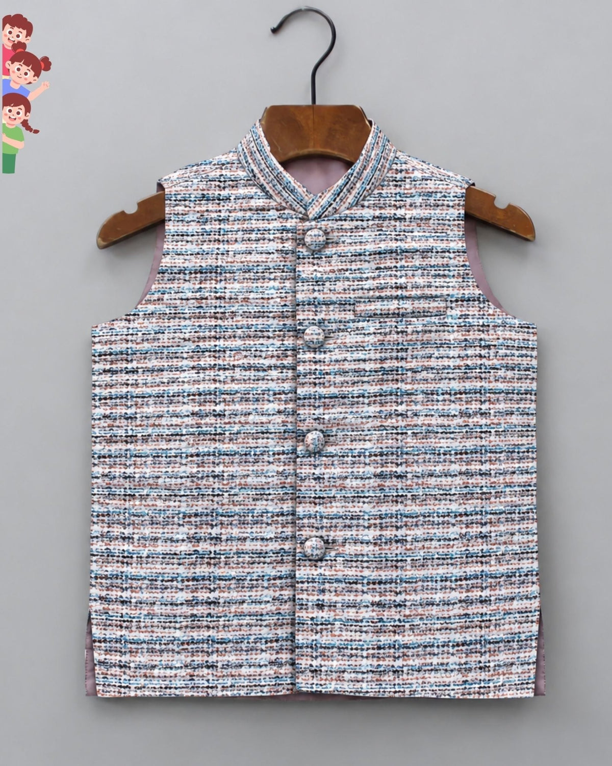 Stylish Kid's Nehru Jacket - Jaipuri Crown