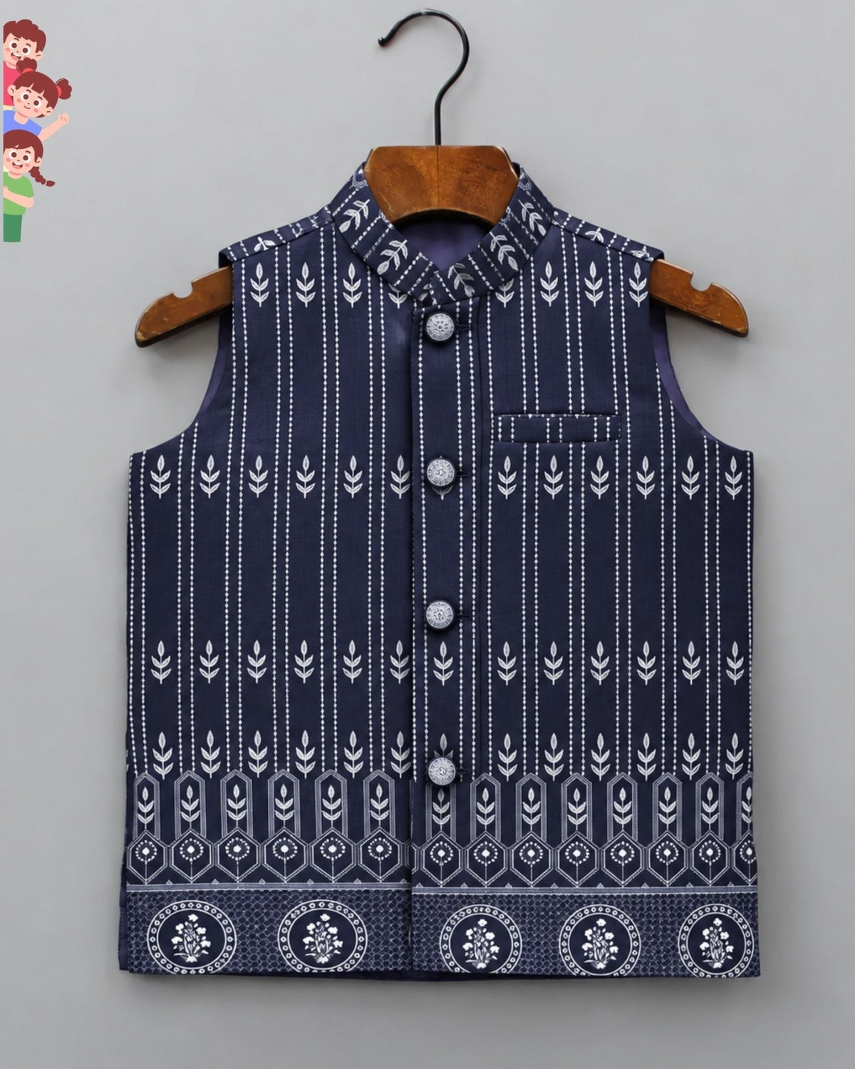 Stylish Kid's Nehru Jacket - Jaipuri Crown