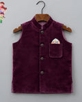 Stylish Kid's Nehru Jacket in Velvet - Jaipuri Crown