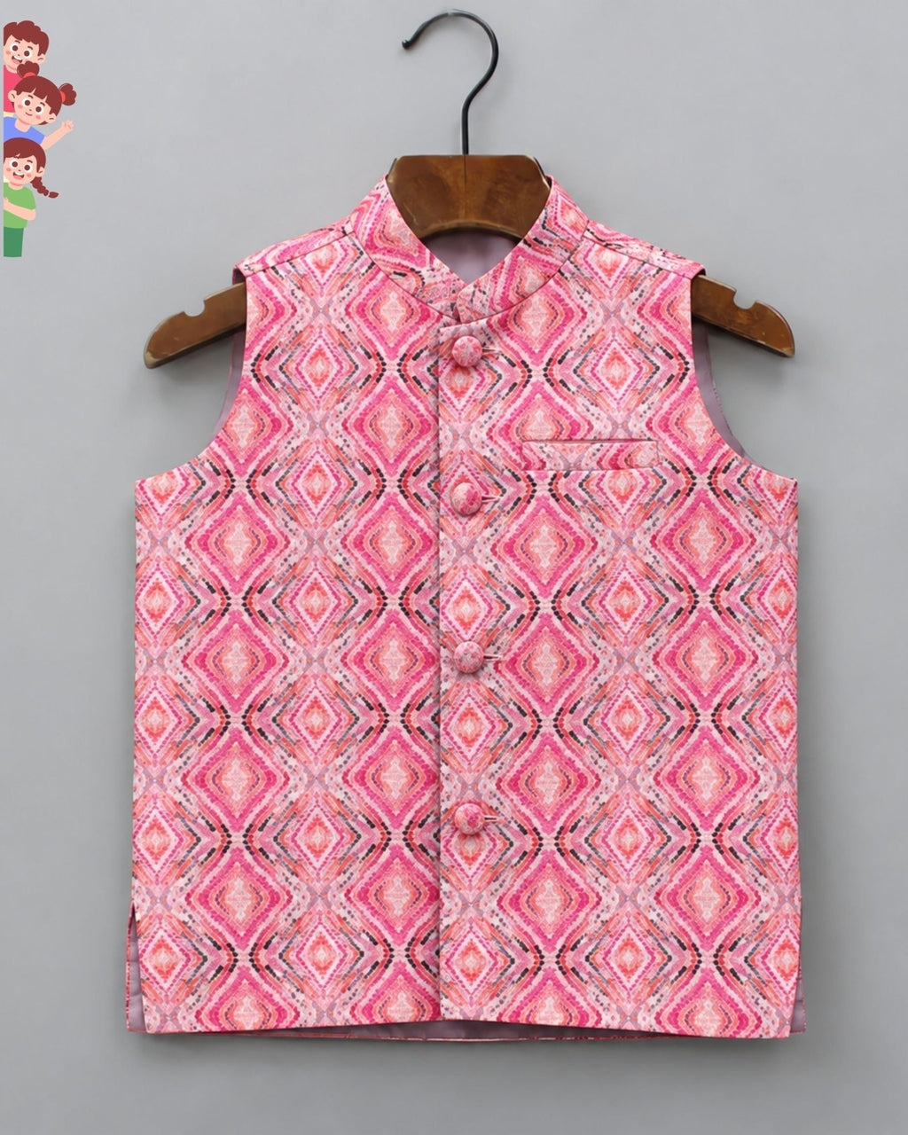 Stylish Kid's Nehru Jacket in Vibrant Prints - Jaipuri Crown