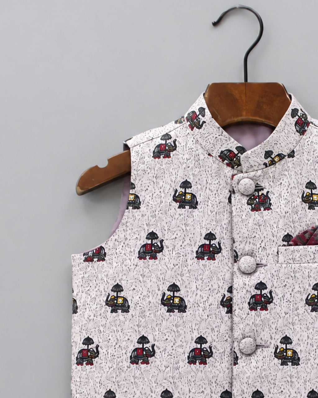 Stylish Kid's Nehru Jacket with Fun Prints - Jaipuri Crown