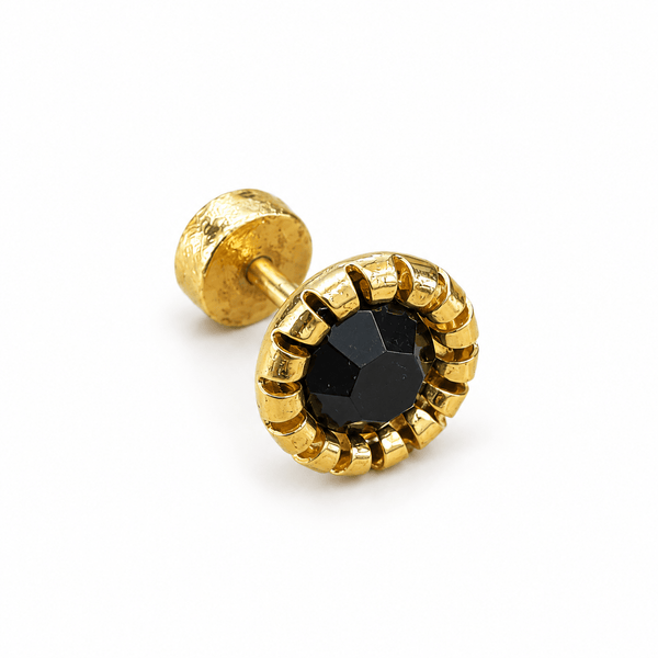 Stylish Men's Earing with Black Stone - Jaipuri Crown