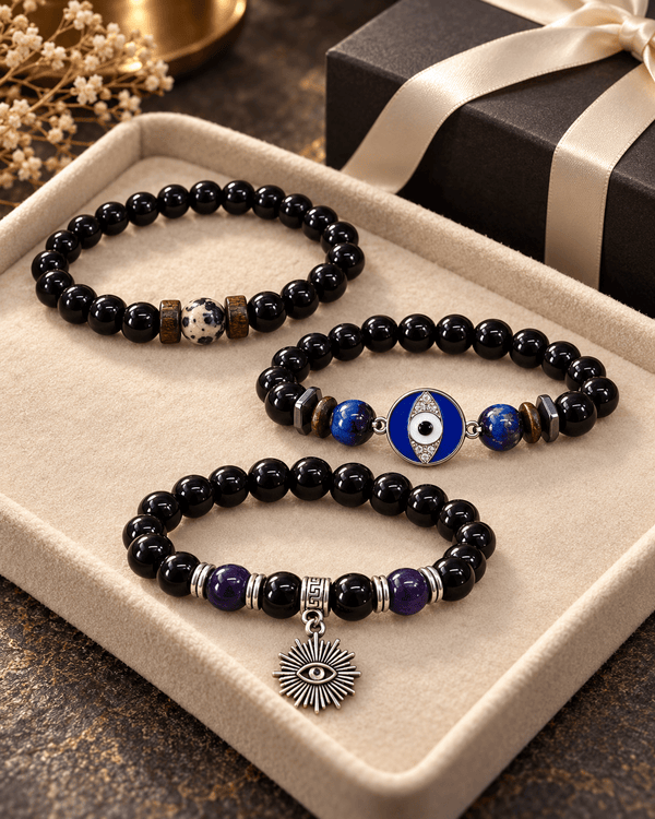 Stylish Men's Jewellery: Handcrafted Eye Bracelets - Jaipuri Crown
