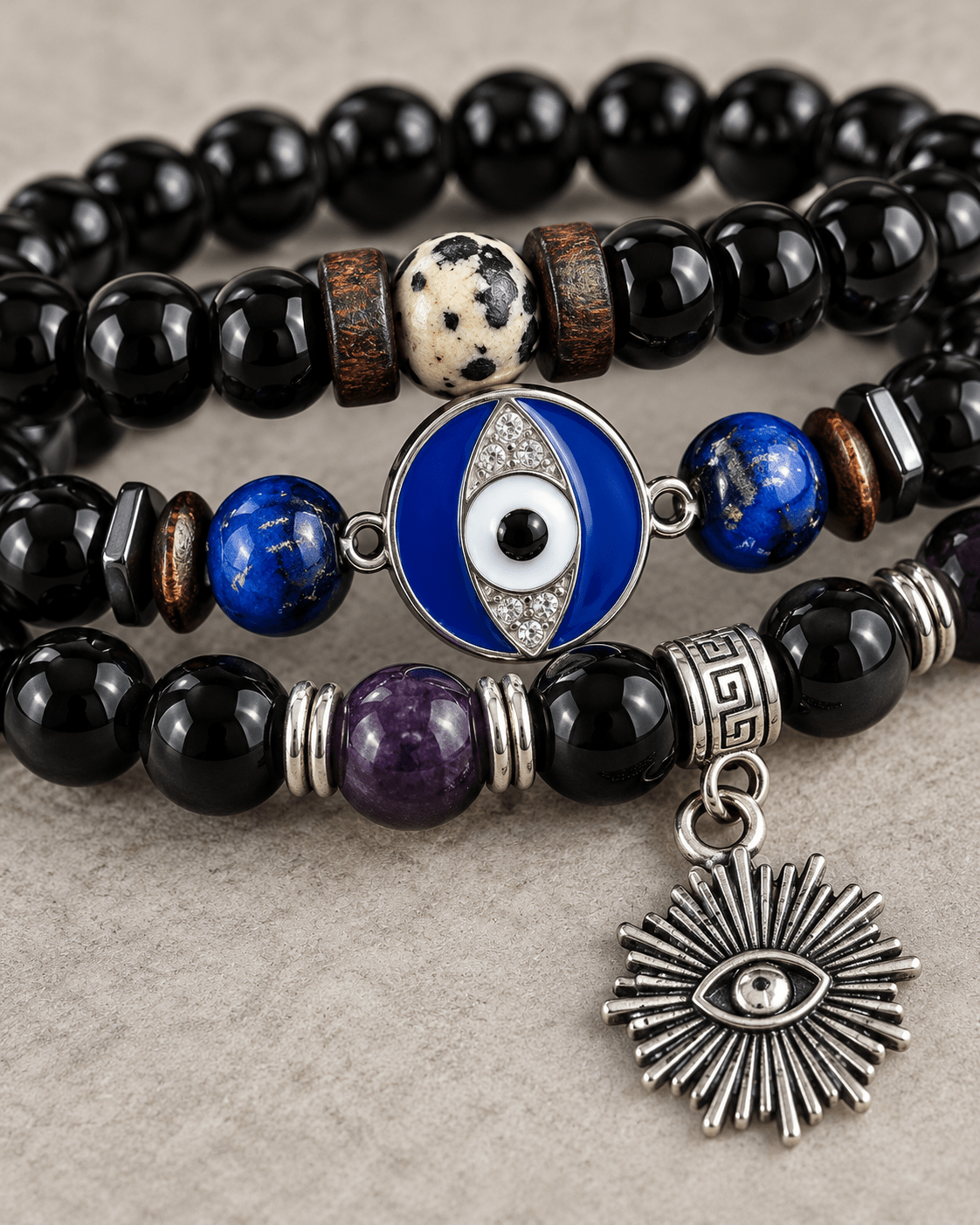 Stylish Men's Jewellery: Handcrafted Eye Bracelets - Jaipuri Crown