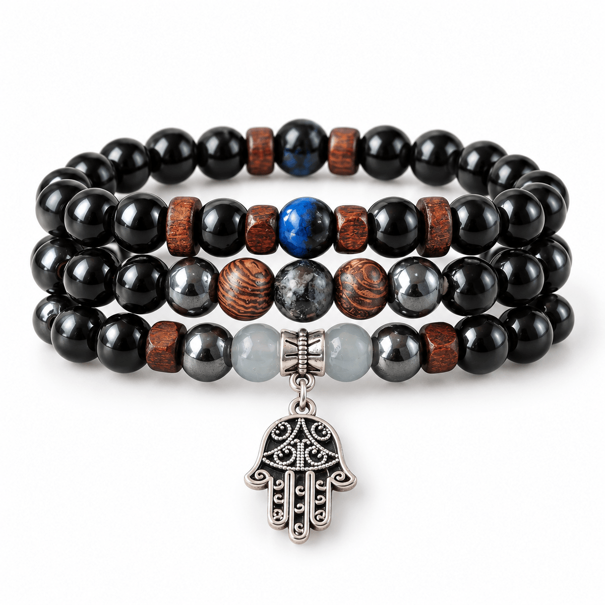 Stylish Men's Jewellery: Three Beaded Bracelets - Jaipuri Crown