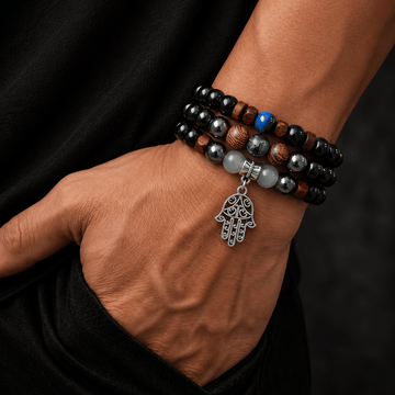 Stylish Men's Jewellery: Three Beaded Bracelets - Jaipuri Crown