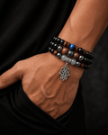 Stylish Men's Jewellery: Three Beaded Bracelets - Jaipuri Crown