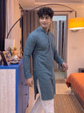 Stylish Plan Long Kurta in Blue - Jaipuri Crown