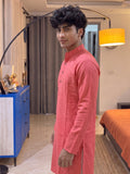 Stylish Plan Long Kurta in Coral - Jaipuri Crown