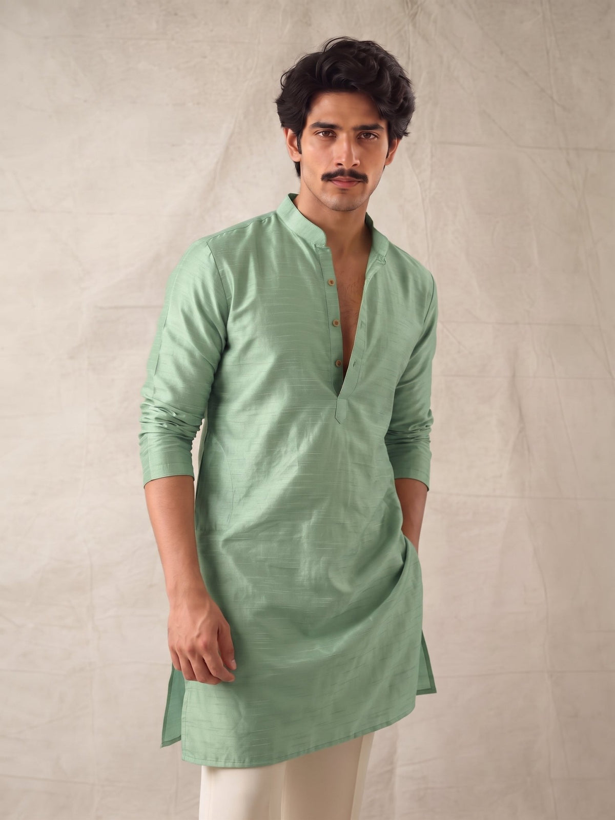 Stylish Plan Long Kurta in Mint Green - Jaipuri Crown