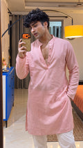Stylish Plan Long Kurta in Soft Pink - Jaipuri Crown