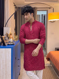 Stylish Plan Long Kurta in Vibrant Red - Jaipuri Crown