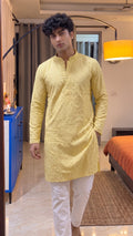 Stylish Plan Long Kurta in Yellow - Jaipuri Crown