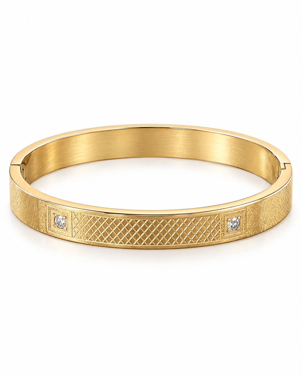Stylish Polished Gold Lattice Bangle - Men's Jewellery - Jaipuri Crown