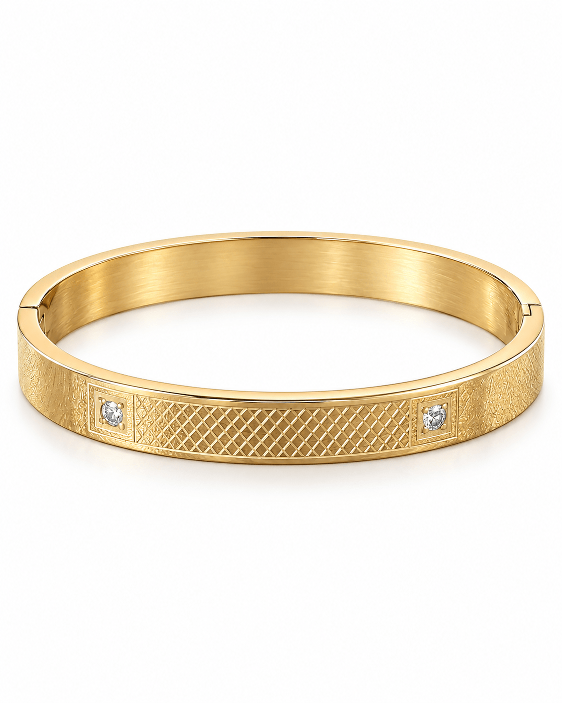 Stylish Polished Gold Lattice Bangle - Men's Jewellery - Jaipuri Crown