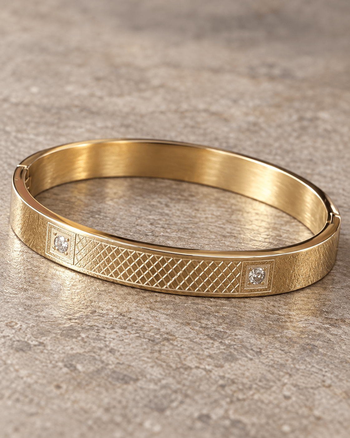 Stylish Polished Gold Lattice Bangle - Men's Jewellery - Jaipuri Crown