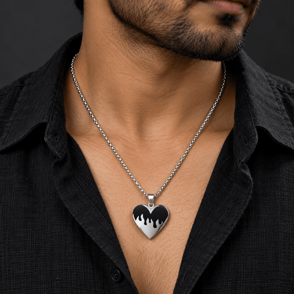 Stylish Silver Heart Chain for Men's Jewellery - Jaipuri Crown