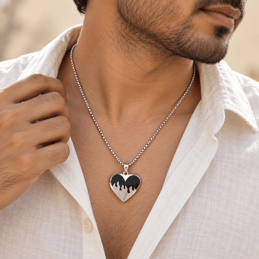 Stylish Silver Heart Chain for Men's Jewellery - Jaipuri Crown