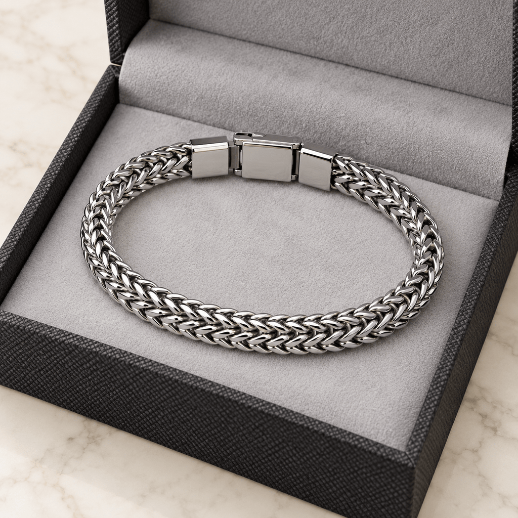 Stylish Silver Interwoven Bracelet - Men's Jewellery - Jaipuri Crown
