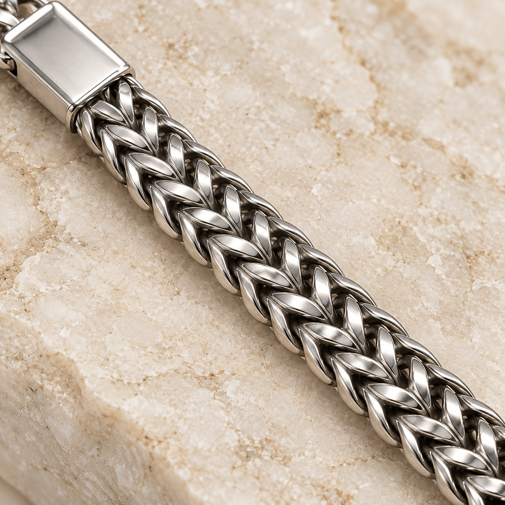 Stylish Silver Interwoven Bracelet - Men's Jewellery - Jaipuri Crown