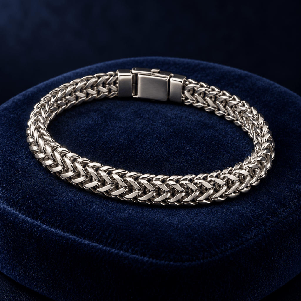 Stylish Silver Interwoven Bracelet - Men's Jewellery - Jaipuri Crown