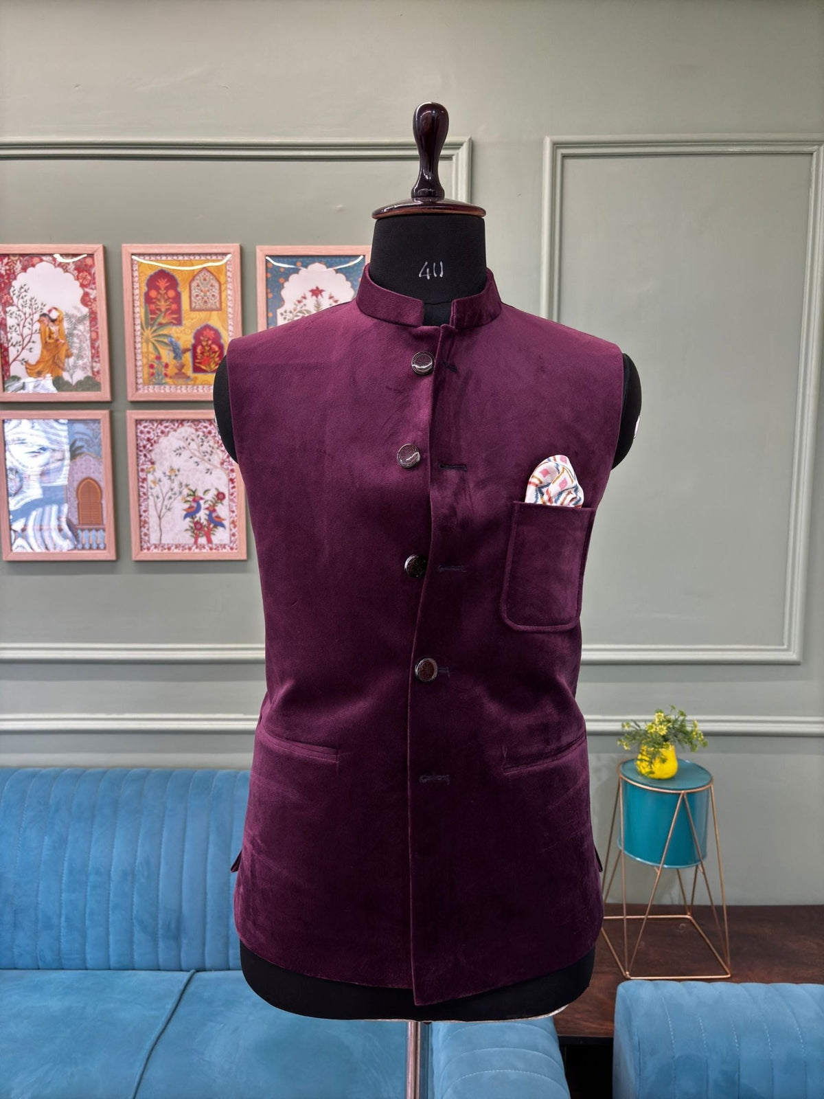 Stylish Velvet Nheru Jacket - Jaipuri Crown