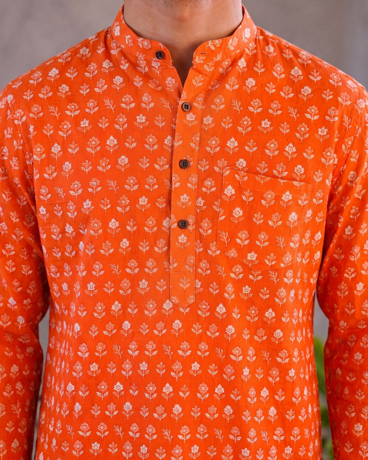 Sunburst Elegance – Printed Cotton Short Kurta - Jaipuri Crown