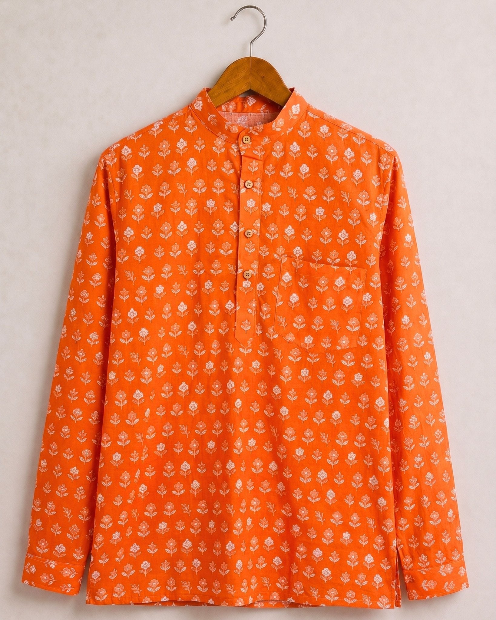 Sunburst Elegance – Printed Cotton Short Kurta - Jaipuri Crown