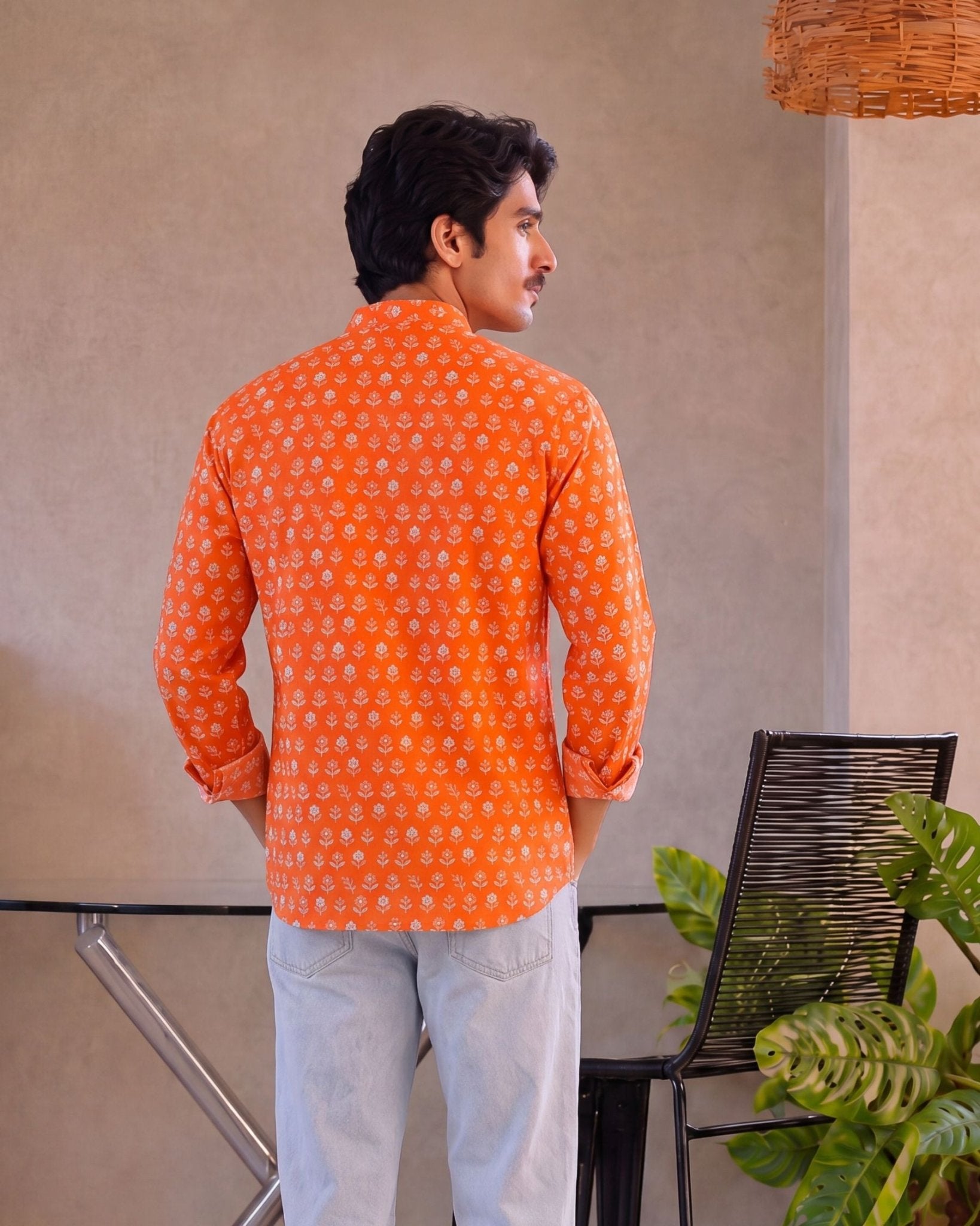Sunburst Elegance – Printed Cotton Short Kurta - Jaipuri Crown