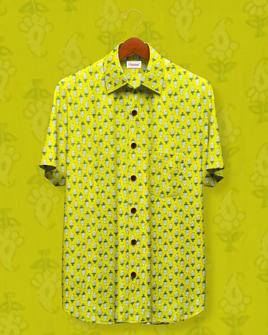 Sunny Bloom – Half Sleeve Cotton Shirt - Jaipuri Crown