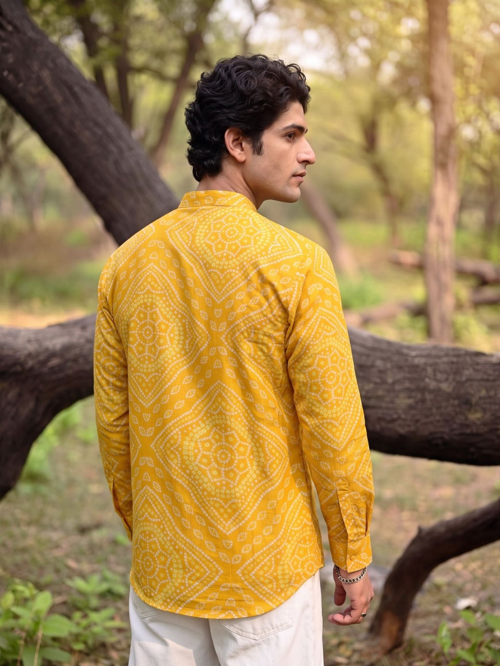 Sunny Delight – Men's Printed Cotton Short Kurta - Jaipuri Crown