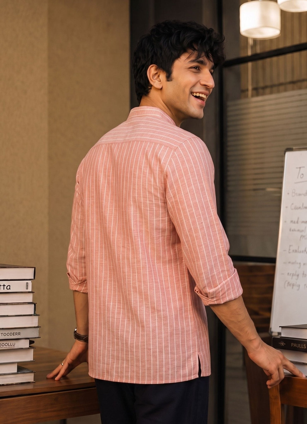 Sunset Stripes – Printed Cotton Short Kurta - Jaipuri Crown