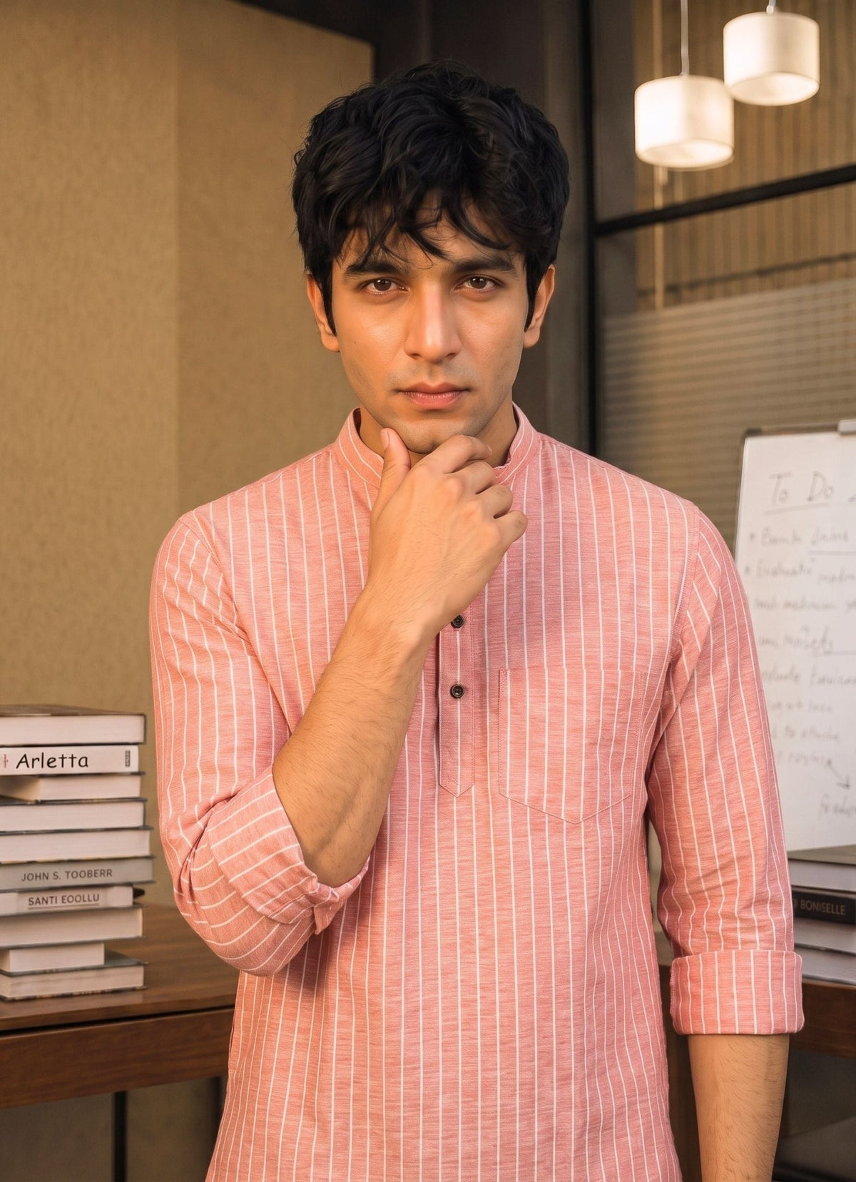 Sunset Stripes – Printed Cotton Short Kurta - Jaipuri Crown