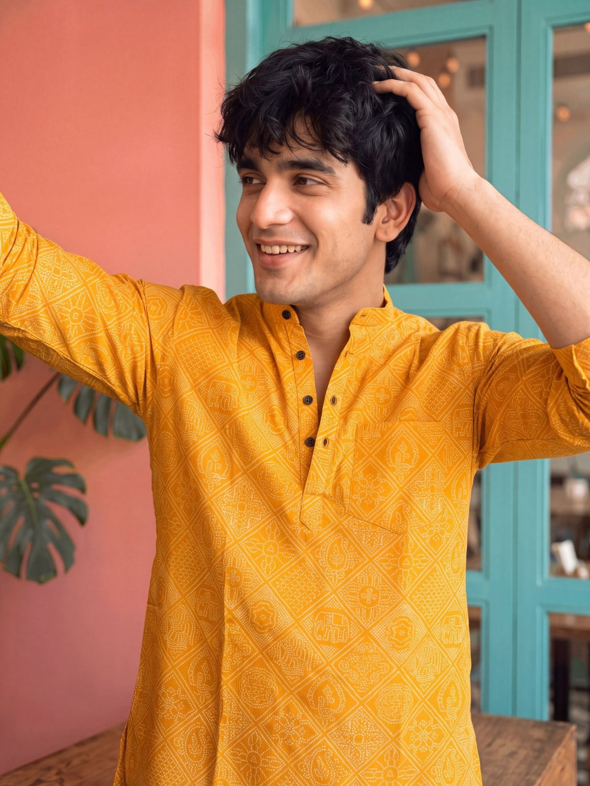 Sunshine Delight – Printed Cotton Short Kurta - Jaipuri Crown