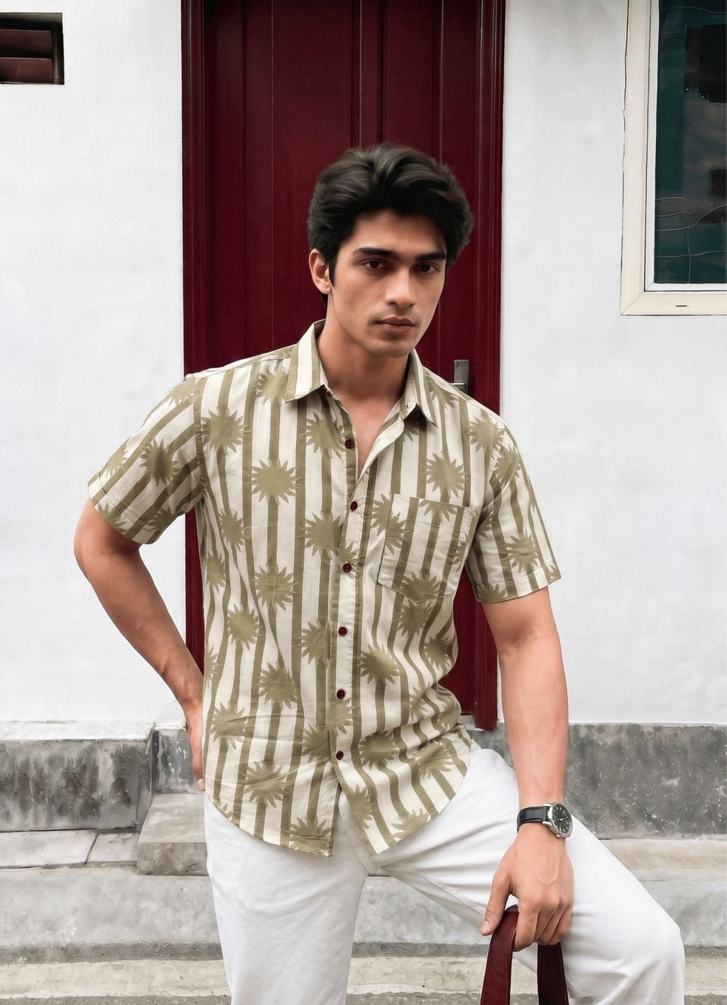 Sunshine Stripes – Men's Printed Cotton Shirt - Jaipuri Crown