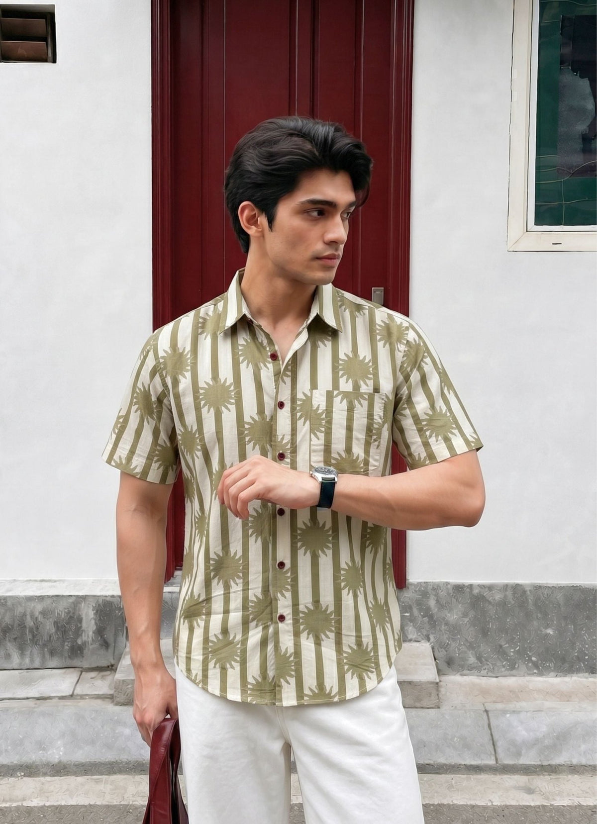 Sunshine Stripes – Men's Printed Cotton Shirt - Jaipuri Crown