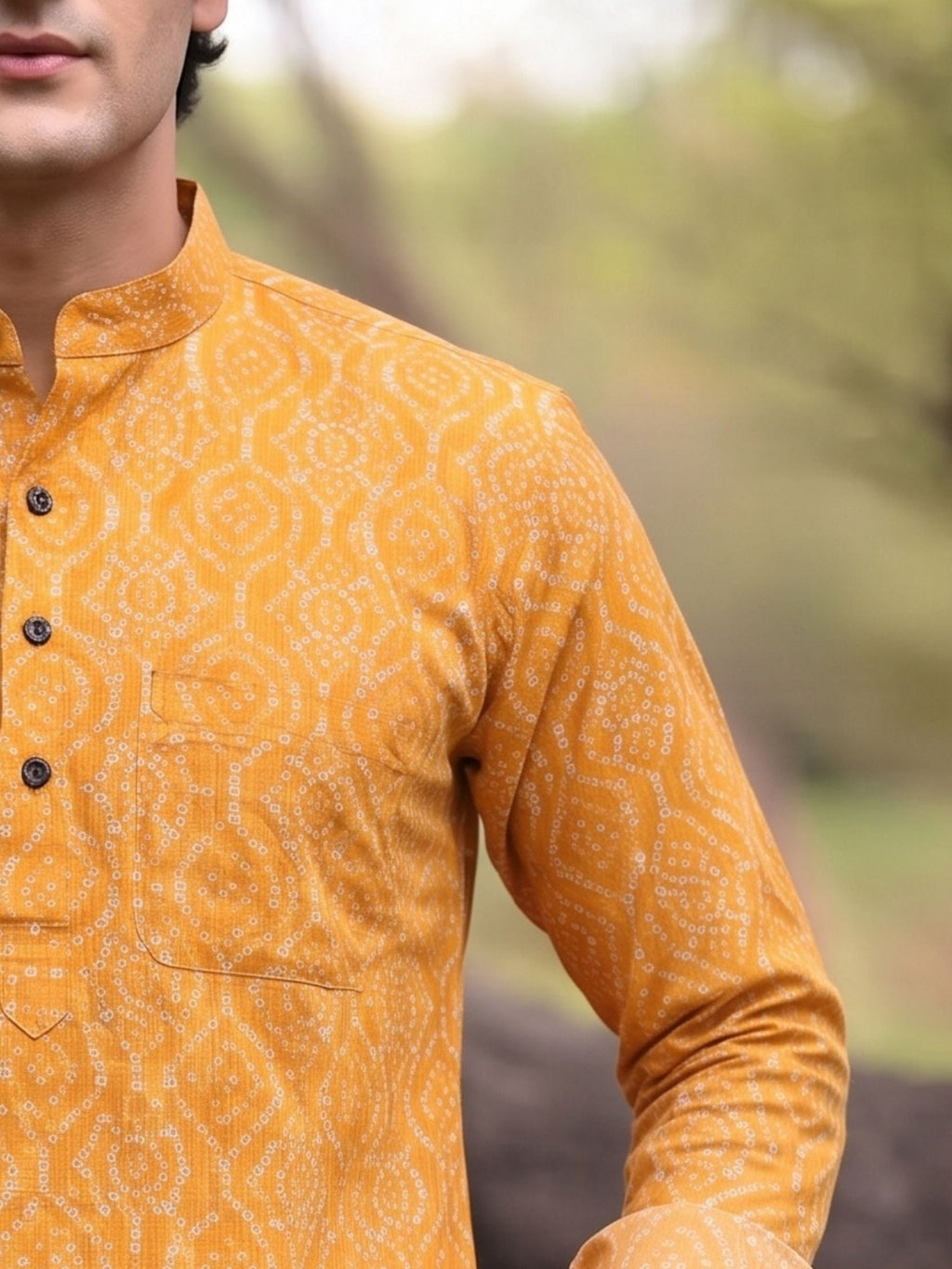 Sunshine Whirl – Printed Cotton Short Kurta - Jaipuri Crown